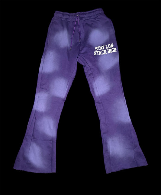 Purple " Stay Low Stack High " Flare Pants