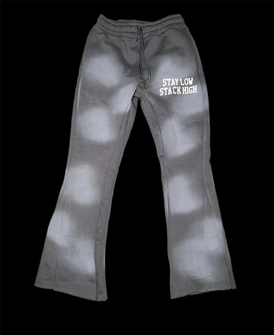 Grey "Stay Low Stack High" Flare Pants